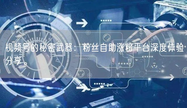 视频号的秘密武器：粉丝自助涨粉平台深度体
