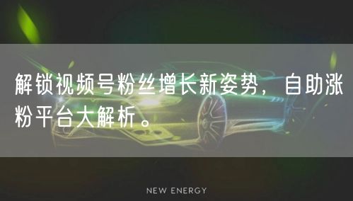 解锁视频号粉丝增长新姿势，自助涨粉平台大解析。
