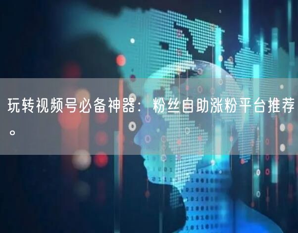 玩转视频号必备神器：粉丝自助涨粉平台推荐。
