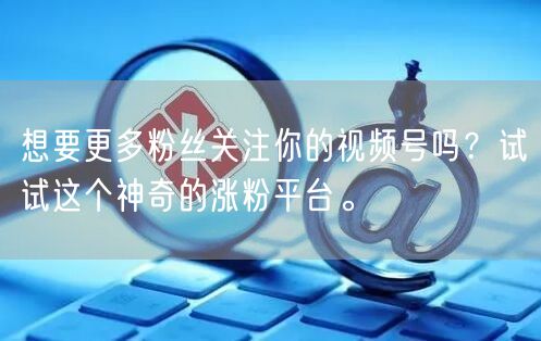 想要更多粉丝关注你的视频号吗？试试这个神奇的涨粉平台。