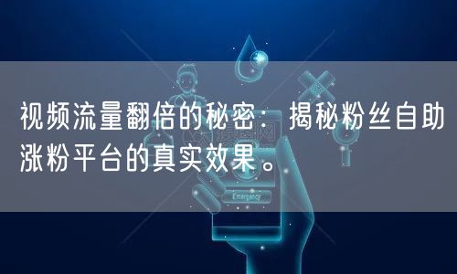 视频流量翻倍的秘密：揭秘粉丝自助涨粉平台的真实效果。