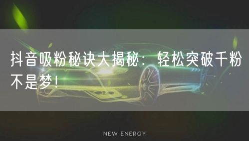 抖音吸粉秘诀大揭秘：轻松突破千粉不是梦！