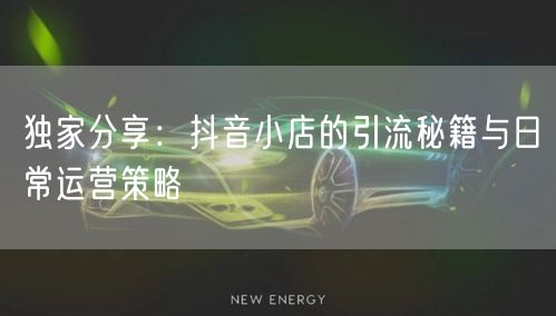 独家分享：抖音小店的引流秘籍与日常运营策略