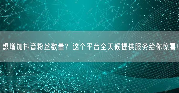想增加抖音粉丝数量？这个平台全天候提供服务给你惊喜！