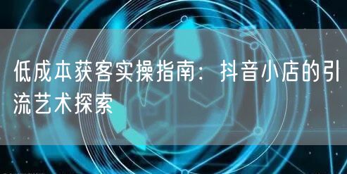 低成本获客实操指南：抖音小店的引流艺术探索